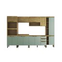 Ver imagem 2 de Cozinha Modulada 6 Peças 2 Aéreos 2 Balcões 1 Paneleiro e 1 Torre Quente Magnólia Yescasa Marrom/Mel/Verde