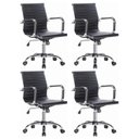 Ver imagem 1 de Kit 4 Cadeiras para Escritório Diretor Esteirinha Corino Office Preto