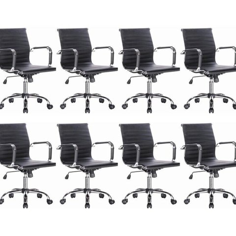 Kit 8 Cadeiras para Escritório Diretor Esteirinha Corino Office Preto