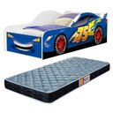Ver imagem 1 de Cama Para Quarto De Solteiro Com Proteção Lateral MDF Adesivada Carro Com Colchão Solteiro 188x88cm