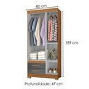 Ver imagem 2 de Guarda Roupa Solteiro 3 Portas 2 Gavetas 80 cm New Recife Freijo Grafite Acetinado Poliman