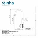Ver imagem 2 de Torneira Para Cozinha Cano Baixo Light C/ Arejador Fixo 1/4 de Volta Bancada Rainha Metais