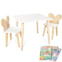 Ver imagem 3 de Mesa e 2 Cadeiras Infantil Borboletinha Kit Livro Educativo em Madeira - Pinus