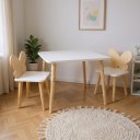 Ver imagem 1 de Mesa e 2 Cadeiras Infantil Borboletinha Kit Livro Educativo em Madeira - Pinus