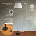Ver imagem 3 de Luminária de Chão Piso Abajur Alumínio Altura 1,6m Cúpula Cônica Grande Ref 78 Preto Cup Branco