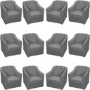 Ver imagem 1 de Kit 12 Poltronas Mila Pé de Plástico Cromado - Cinza Suede