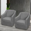Ver imagem 6 de Kit 12 Poltronas Mila Pé de Plástico Cromado - Cinza Suede
