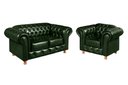 Ver imagem 1 de Conjunto Sofá 2 Lugares e Poltrona Luis Xv Chesterfield Vintage Verde