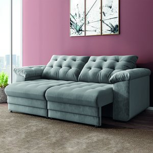 Sofá Retrátil e Reclinável Bipartido 3 Lugares 2,30m Suede Veludo Coliseu Selmer