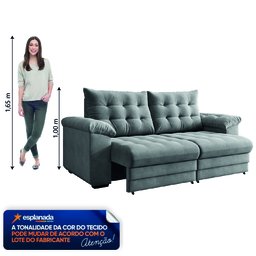 Sofá Retrátil e Reclinável Bipartido 3 Lugares 2,30m Suede Veludo Coliseu Selmer - 5