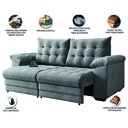 Ver imagem 4 de Sofá Retrátil e Reclinável Bipartido 3 Lugares 2,30m Suede Veludo Coliseu Selmer