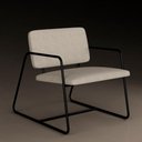 Ver imagem 3 de Poltrona Estofada Sintra Preto Fosco/suede Bege - Móveis Arapongas