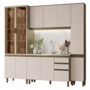 Ver imagem 1 de Cozinha Modulada Connect 4 Peças Duna/cristal com Cristaleira - Móveis Henn