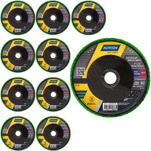 Discos Flap 7 Pol Grão 80 Fibra com 10 Unidades R244 Norton