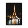 Quadro com moldura preta e vidro da Torre Eiffel Noite Iluminada Luzes - 1