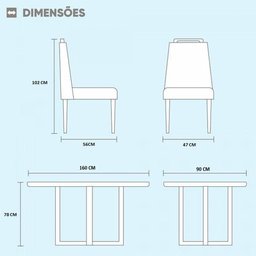 Conjunto Jantar Mesa e 6 Cadeiras Mel/off White/ Bege Areia - 2