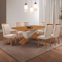 Ver imagem 1 de Mesa de Jantar Yasmin 180cm Tampo MDF Canto Copo Laminado e 6 Cadeiras Lorena