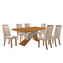 Ver imagem 2 de Mesa de Jantar Yasmin 180cm Tampo MDF Canto Copo Laminado e 6 Cadeiras Lorena