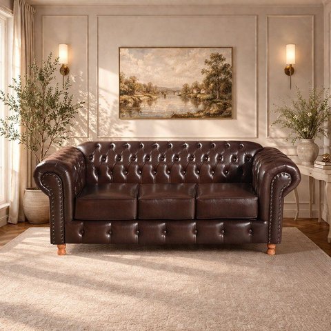 Sofá Chesterfield 3 Lugares Luís Xv Retrô - Coríssimo Café