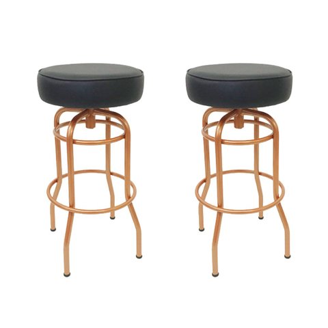 Kit 2 Peças Banqueta Altura 65cm Bar Giratória cor Cobre assento preto Poltronas do Sul Banqueta Bar