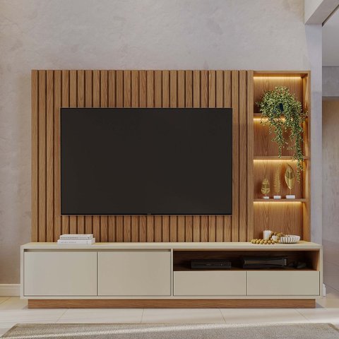 Estante de Tv 82 Polegadas 240cm com Led Leme C04 - D’Rossi