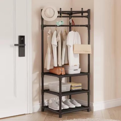 Organizador Guarda Roupas Cabideiro Suporte Portatil 3 Prateleiras Sapateira Multiuso Armario Closet
