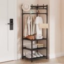 Ver imagem 1 de Organizador Guarda Roupas Cabideiro Suporte Portatil 3 Prateleiras Sapateira Multiuso Armario Closet