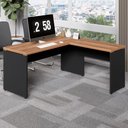 Ver imagem 1 de Escrivaninha L Escritório 1,50m X 1,50m Pés Painel F5 Office Cor:nogal com Preto