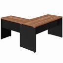 Ver imagem 5 de Escrivaninha L Escritório 1,50m X 1,50m Pés Painel F5 Office Cor:nogal com Preto