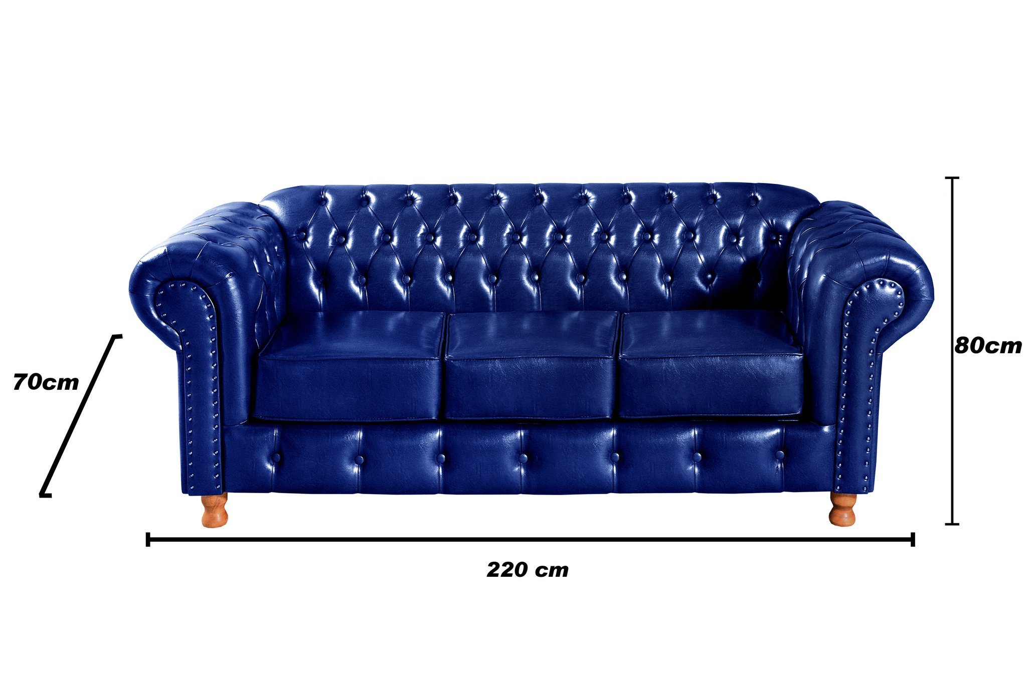 Sofá Chesterfield Luís Xv 3 Lugares Retrô Decoração - 3