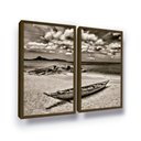 Ver imagem 1 de Quadro Grande Decorativo Barco Paisagem Praia Moldura