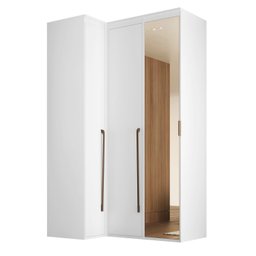 Guarda-Roupa de Canto Reto 3 Portas com Espelho 100% MDF Moldure Yescasa - 2 Guarda-Roupa de Canto Reto 3 Portas com Espelho 100% MDF Moldure Yescasa - 2
