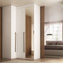 Ver imagem 1 de Guarda-Roupa de Canto Reto 3 Portas com Espelho 100% MDF Moldure Yescasa