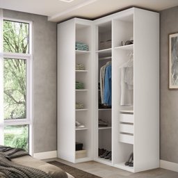 Guarda-Roupa de Canto Reto 3 Portas com Espelho 100% MDF Moldure Yescasa - 3 Guarda-Roupa de Canto Reto 3 Portas com Espelho 100% MDF Moldure Yescasa - 3