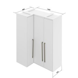 Guarda-Roupa de Canto Reto 3 Portas com Espelho 100% MDF Moldure Yescasa - 5 Guarda-Roupa de Canto Reto 3 Portas com Espelho 100% MDF Moldure Yescasa - 5