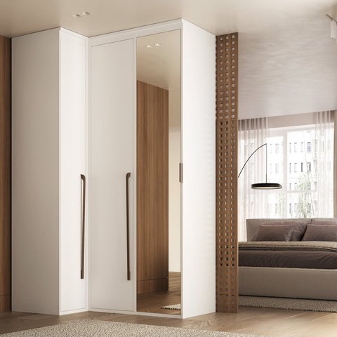 Guarda-Roupa Moldure Canto Reto 100% MDF 3 Portas com Espelho Espresso Móveis