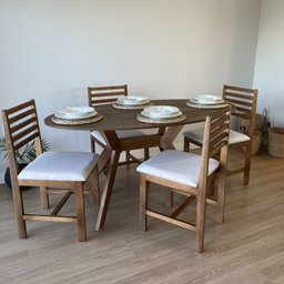 Mesa de Jantar Oval Mai - Tampo de Mdf Bp 15mm de 160 X 90cm Base em Madeira Maciça Eucalipto - 6