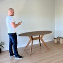 Ver imagem 4 de Mesa de Jantar Oval Mai - Tampo de Mdf Bp 15mm de 160 X 90cm Base em Madeira Maciça Eucalipto