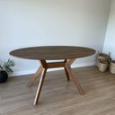 Ver imagem 2 de Mesa de Jantar Oval Mai - Tampo de Mdf Bp 15mm de 160 X 90cm Base em Madeira Maciça Eucalipto