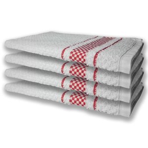 4 Panos de Prato Atoalhado Felpudo 370g/m² Premium Vermelho