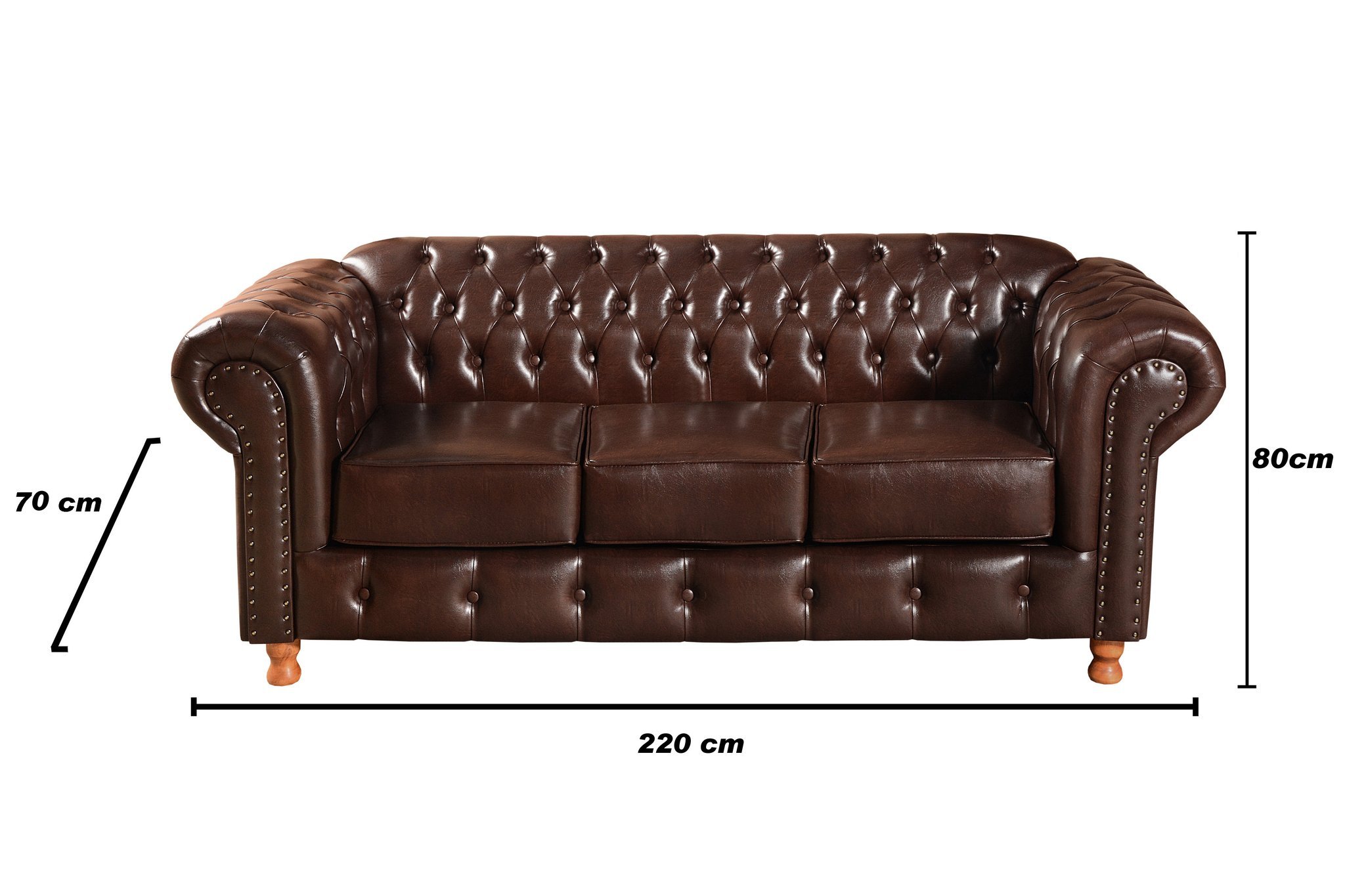 Conjunto de Sofá 3 Lugares e 2 Poltronas Chesterfield Luís Xv - 3