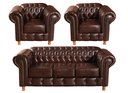 Ver imagem 1 de Conjunto de Sofá 3 Lugares e 2 Poltronas Chesterfield Luís Xv Marrom Café