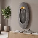 Ver mais imagens de Fonte Cascata de Parede Oval com LED e Bomba - Cinza 74 cm