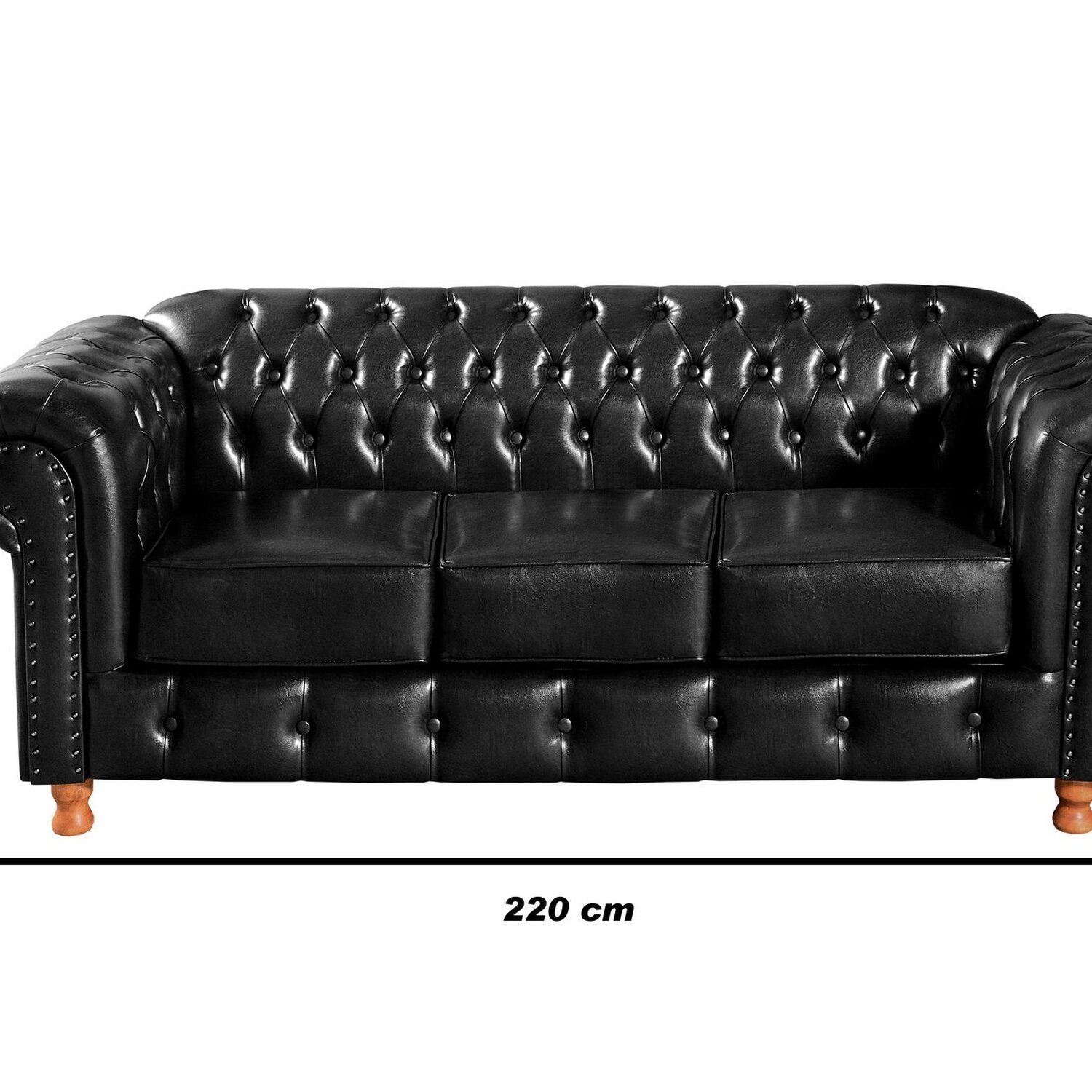 Conjunto de Sofá 3 Lugares e 2 Poltronas Chesterfield Luís Xv - 3