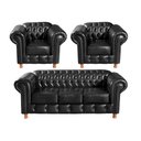 Ver imagem 1 de Conjunto de Sofá 3 Lugares e 2 Poltronas Chesterfield Luís Xv Preto