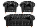 Ver imagem 1 de Conjunto de Sofá 3 Lugares e 2 Poltronas Chesterfield Luís Xv Preto
