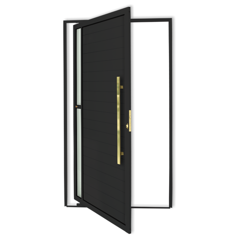 Porta Pivotante Lambril Visione c/Puxador D. Super Preto Dourado 120 Brimak