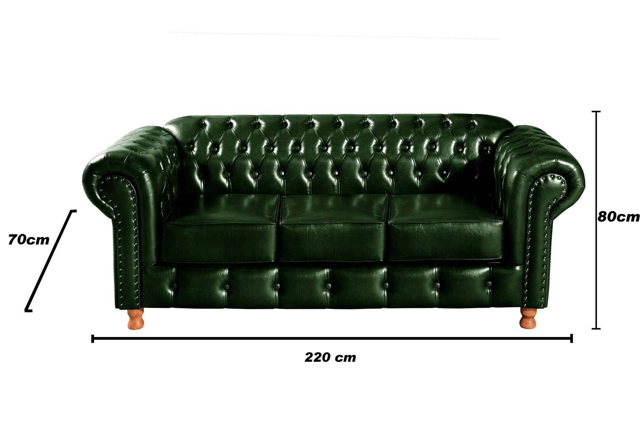 Conjunto de Sofá 3 Lugares e 2 Poltronas Chesterfield Luís Xv - 3