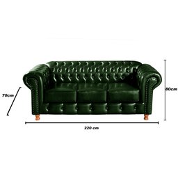 Conjunto de Sofá 3 Lugares e 2 Poltronas Chesterfield Luís Xv - 3