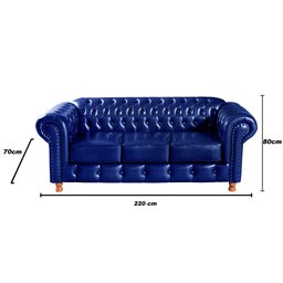 Conjunto de Sofá 3 Lugares e 2 Poltronas Chesterfield Luís Xv - 3
